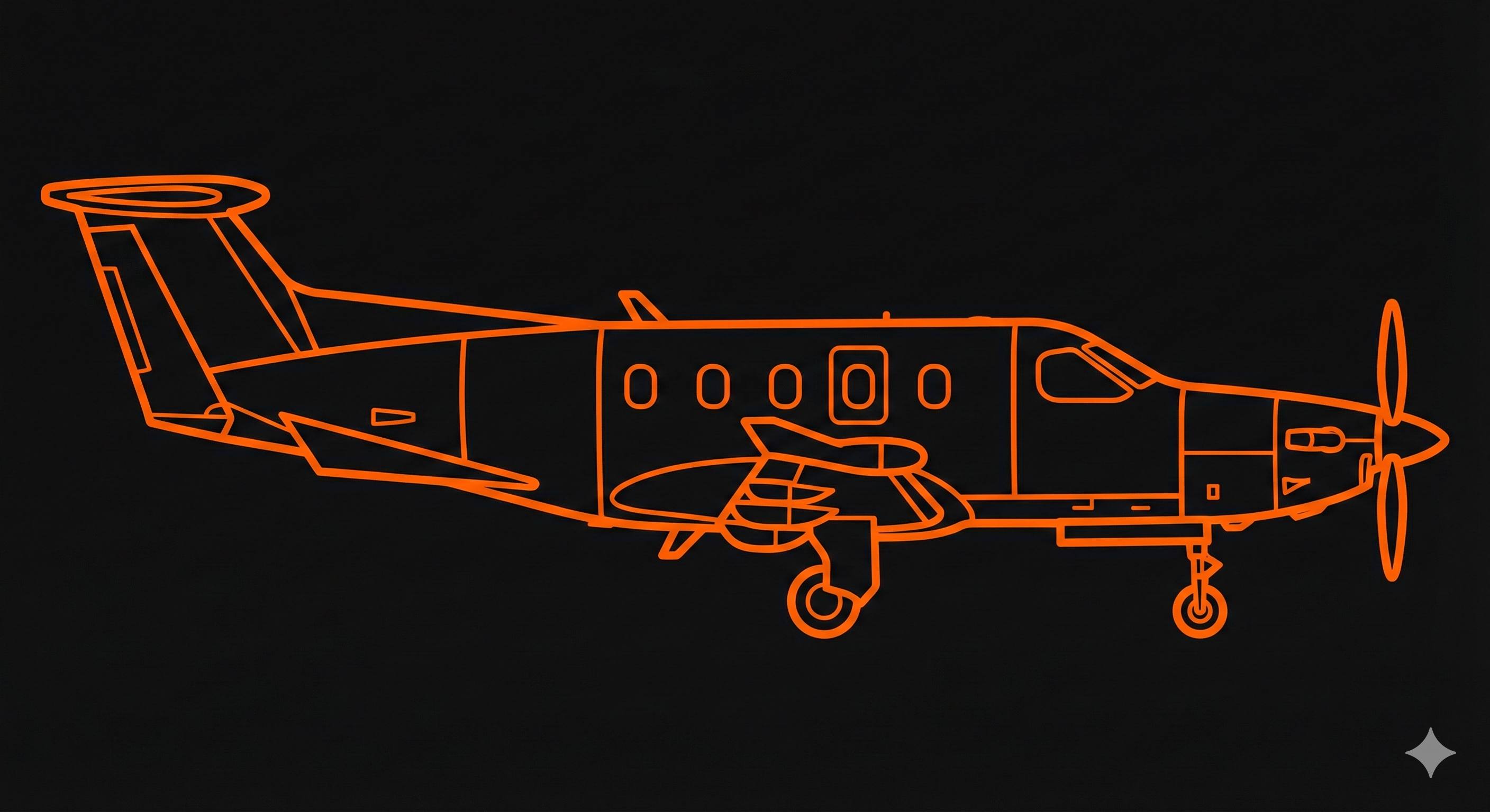 Pilatus PC-12 side view line drawing